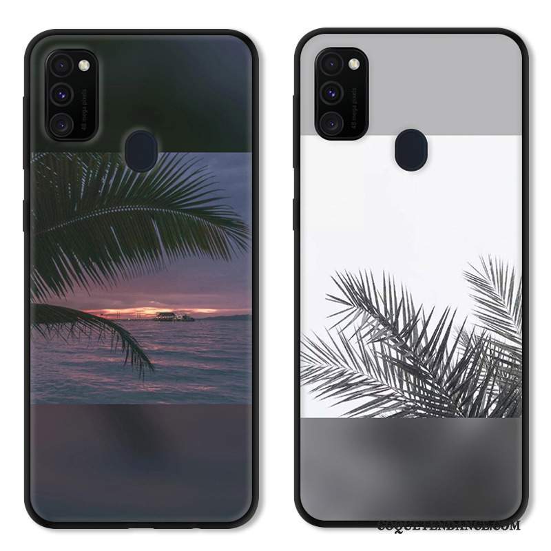 Samsung Galaxy M30s Coque Dessin Animé Étui Gris Protection Personnalisé