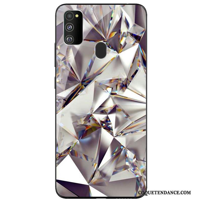 Samsung Galaxy M30s Coque Silicone Argent Personnalité Créatif Verre