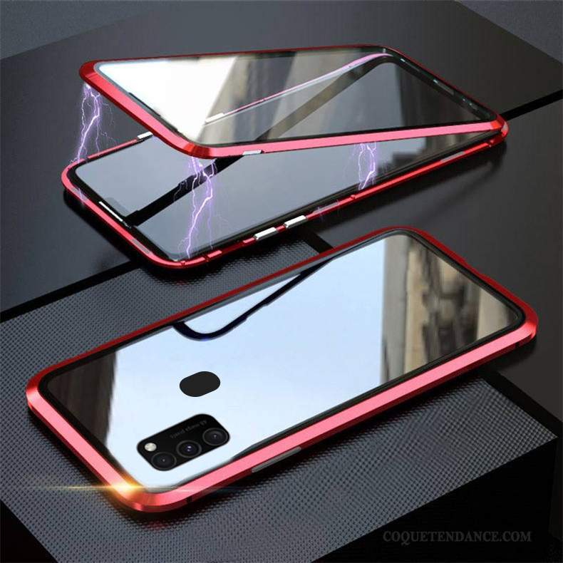 Samsung Galaxy M30s Coque Simple De Téléphone Net Rouge Verre Étui