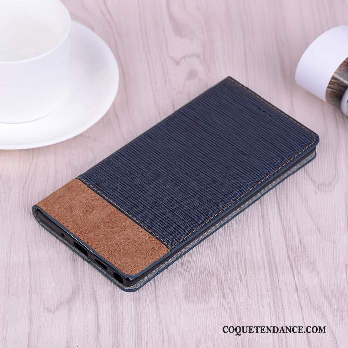 Samsung Galaxy Note 10 Coque Business Bleu Étui Étui En Cuir Modèle De Mot