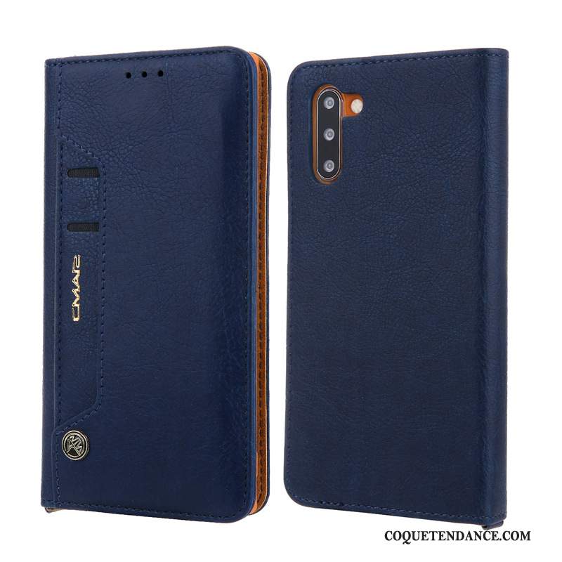 Samsung Galaxy Note 10 Coque De Téléphone Bleu Étui En Cuir Protection