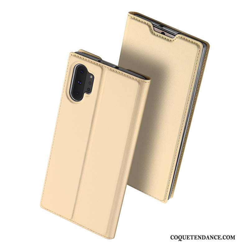 Samsung Galaxy Note 10+ Coque De Téléphone Étui En Cuir Housse Or Carte