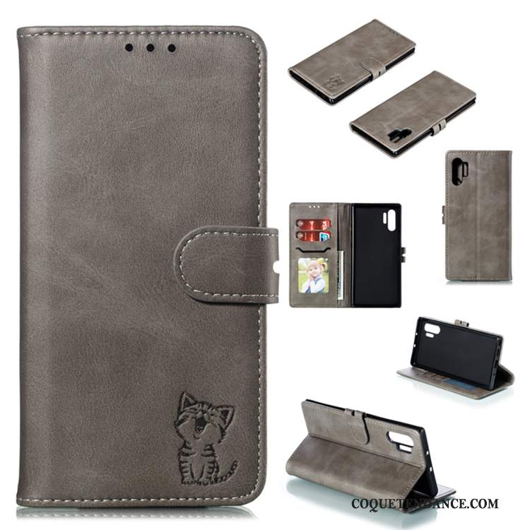 Samsung Galaxy Note 10+ Coque Housse De Téléphone Gris Étui En Cuir