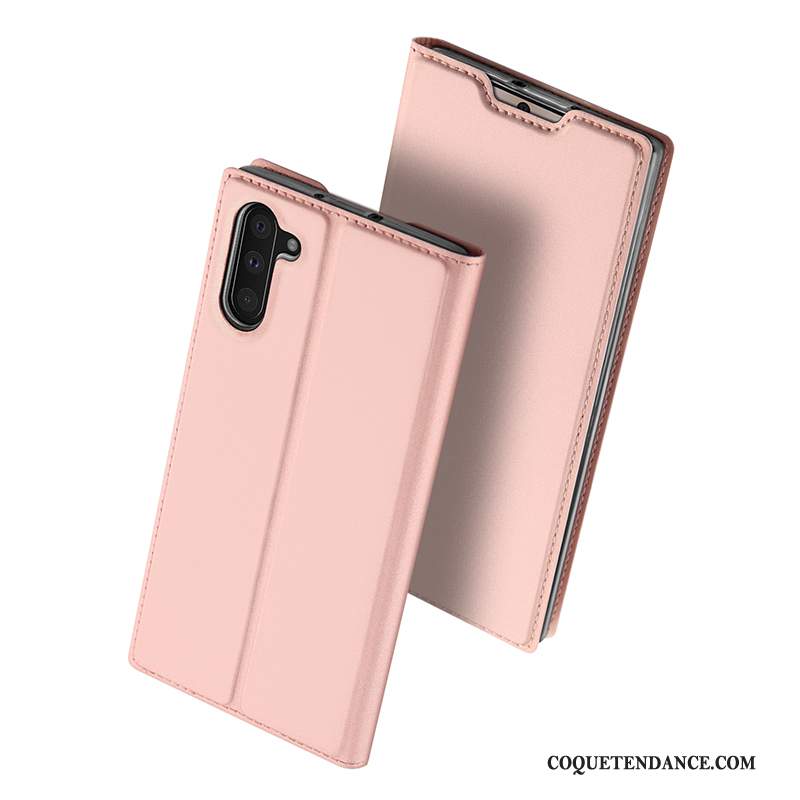 Samsung Galaxy Note 10 Coque Housse Rose Étui En Cuir Carte