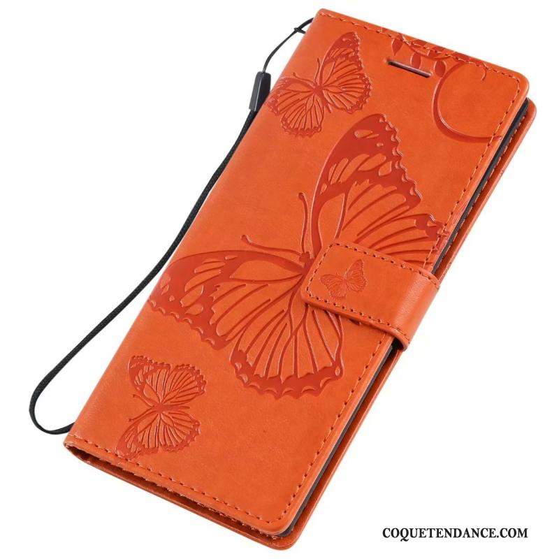 Samsung Galaxy Note 10 Coque Incassable Fluide Doux Étui En Cuir Orange De Téléphone