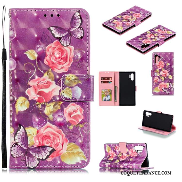 Samsung Galaxy Note 10+ Coque Violet Étui En Cuir Housse De Téléphone