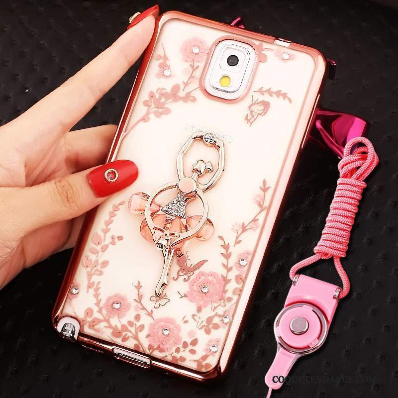 Samsung Galaxy Note 3 Coque Anneau Protection Étui Rose De Téléphone