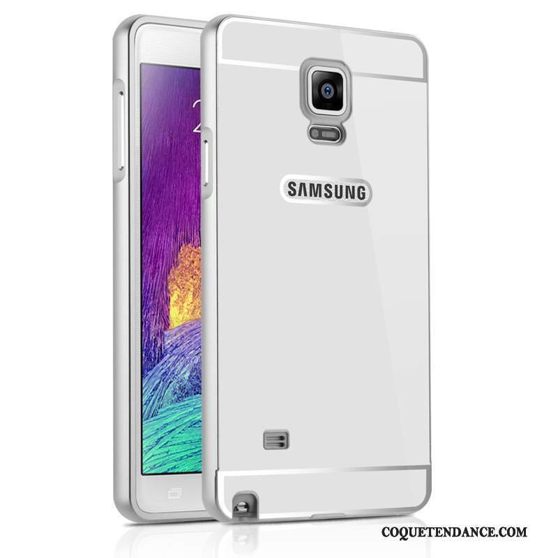 Samsung Galaxy Note 4 Coque Miroir Border Protection Métal Argent