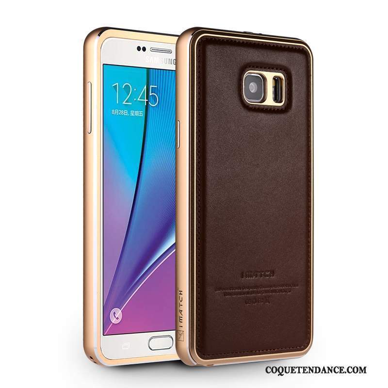 Samsung Galaxy Note 5 Coque Cuir Véritable Métal Étui Incassable