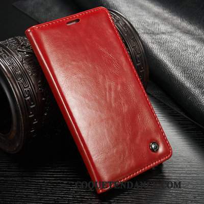 Samsung Galaxy Note 5 Coque Housse Rouge Cuir Véritable Protection