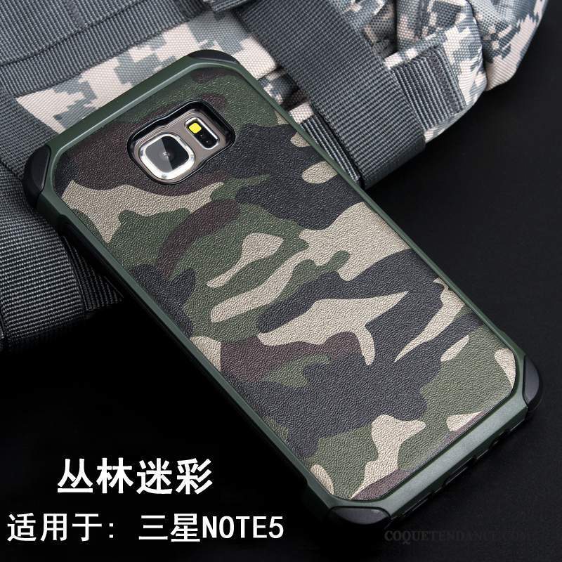 Samsung Galaxy Note 5 Coque Incassable Silicone Vert Camouflage