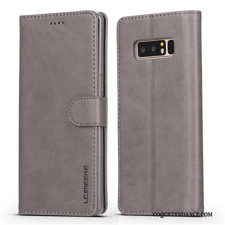 Samsung Galaxy Note 8 Coque Étui En Cuir Business Incassable Protection Gris