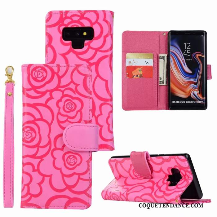 Samsung Galaxy Note 9 Coque Protection Rouge Fluide Doux Étui En Cuir Tout Compris