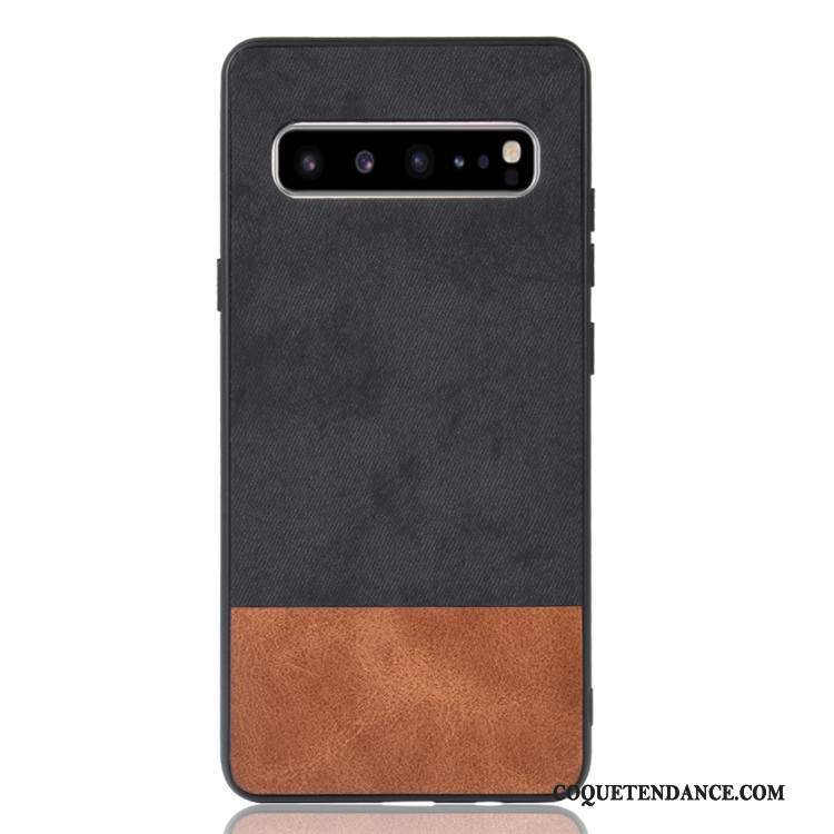 Samsung Galaxy S10 5g Coque Cuir Denim De Téléphone Étui Noir