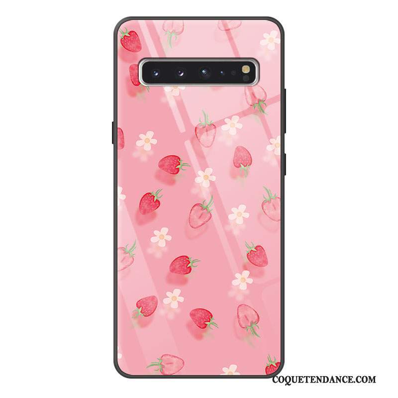 Samsung Galaxy S10 5g Coque Étui Rose Charmant Silicone Verre