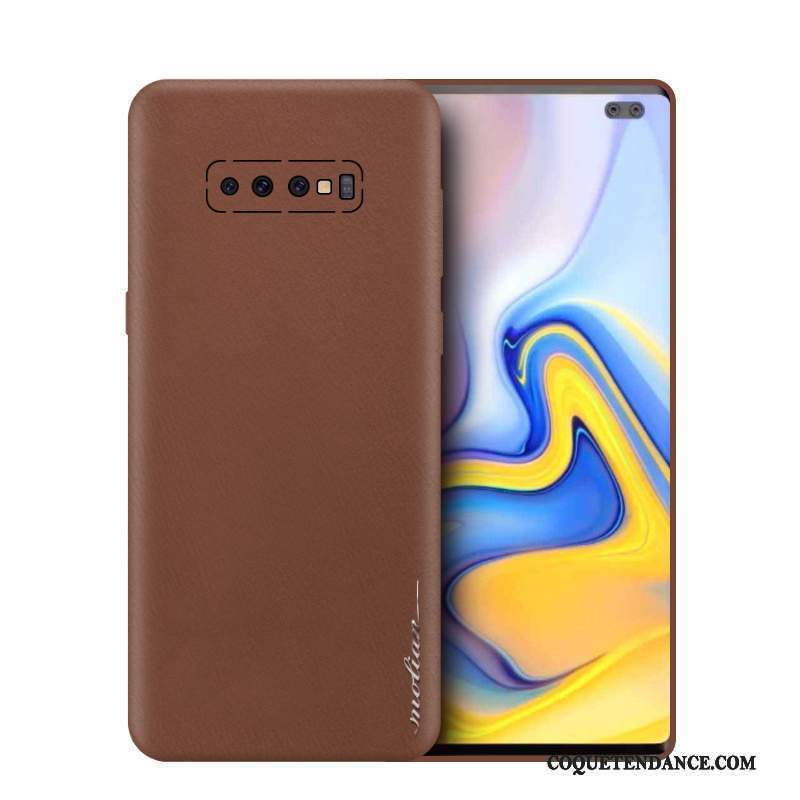 Samsung Galaxy S10+ Coque Cuir Véritable Créatif Étui De Téléphone Très Mince