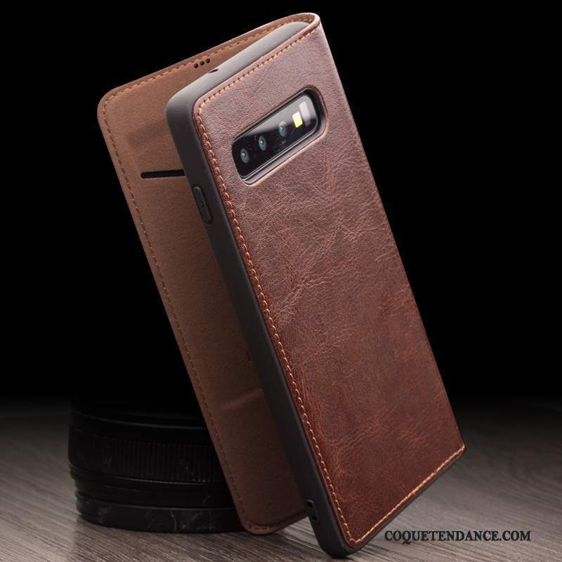 Samsung Galaxy S10+ Coque Cuir Véritable Étui En Cuir Protection De Téléphone