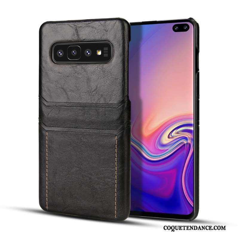 Samsung Galaxy S10+ Coque Noir Jeunesse Business Incassable Étui En Cuir