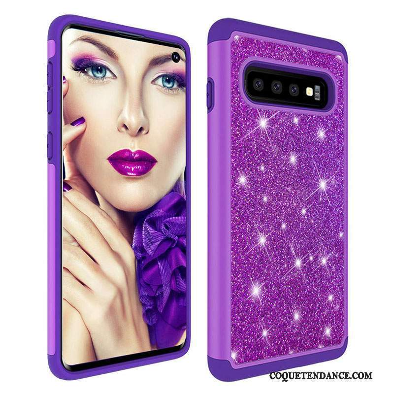 Samsung Galaxy S10+ Coque Rose Violet Fluide Doux De Téléphone Difficile