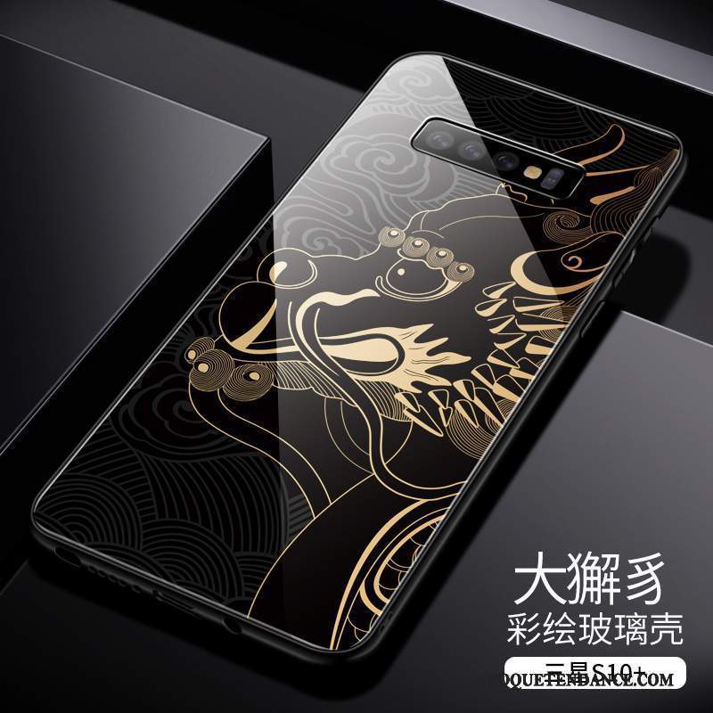 Samsung Galaxy S10+ Coque Style Chinois Tout Compris Luxe Verre Très Mince