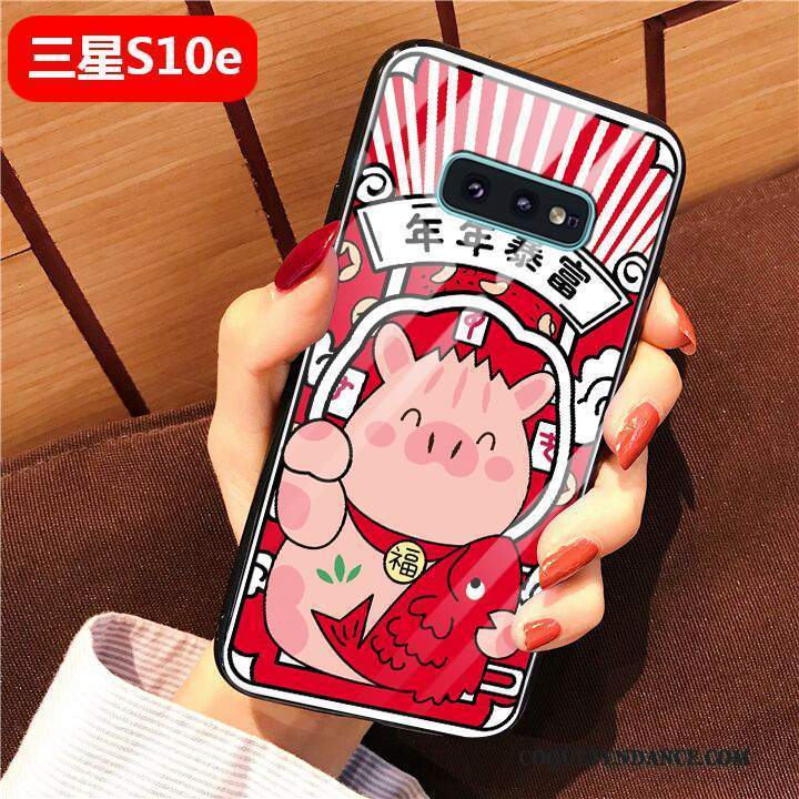 Samsung Galaxy S10e Coque Dessin Animé Protection Rouge Silicone Verre