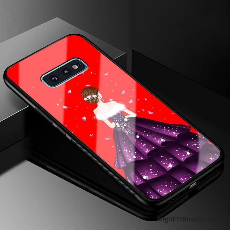 Samsung Galaxy S10e Coque Tout Compris Étui Silicone Rouge Verre