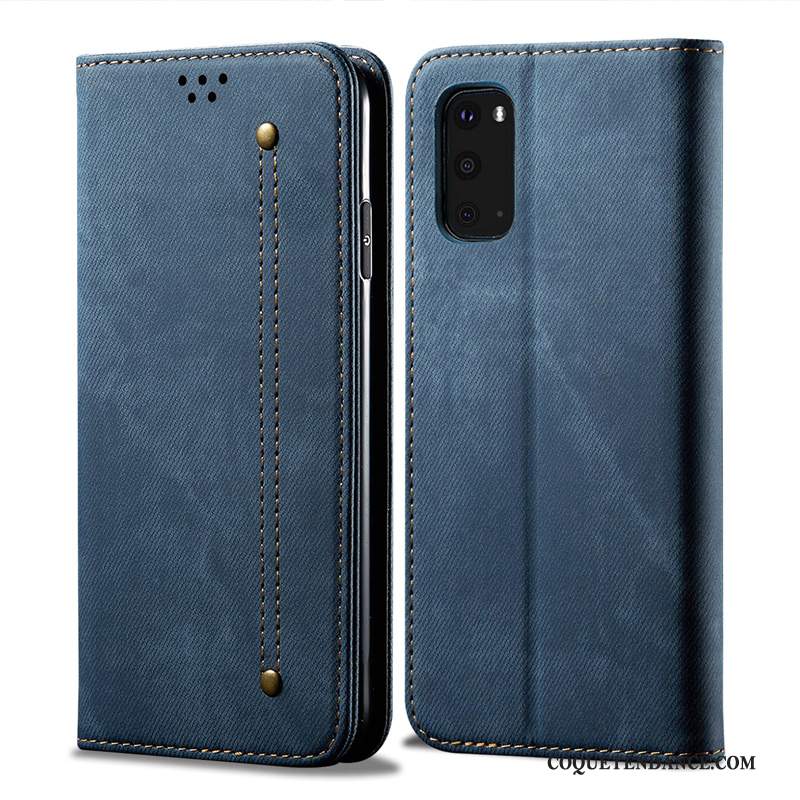 Samsung Galaxy S20 Coque Business Protection Bleu Étui Cuir Véritable