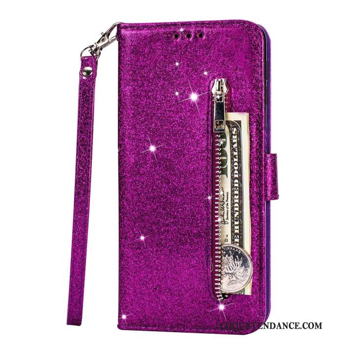 Samsung Galaxy S20 Coque Protection Violet Étui En Cuir Carte Fermeture Éclair