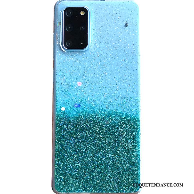 Samsung Galaxy S20+ Coque Quicksand Mode Vert Coloré Fluide Doux