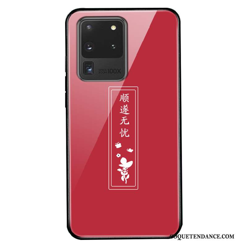 Samsung Galaxy S20 Ultra Coque Rouge Fluide Doux Personnalité Silicone Verre