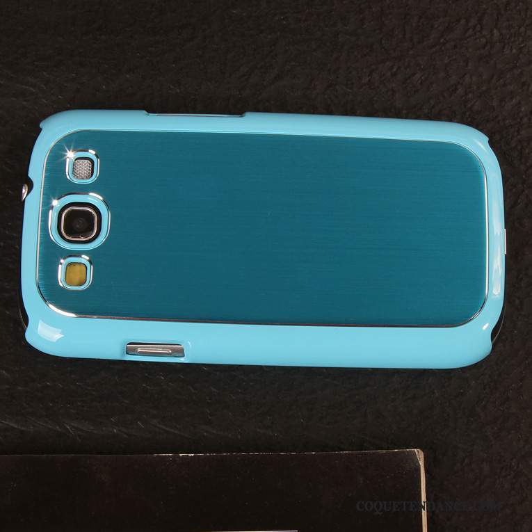 Samsung Galaxy S3 Coque Bleu Protection Tendance Métal Étui