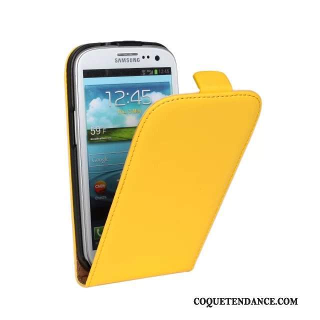 Samsung Galaxy S3 Coque Étui Cuir Véritable Jaune Étui En Cuir De Téléphone