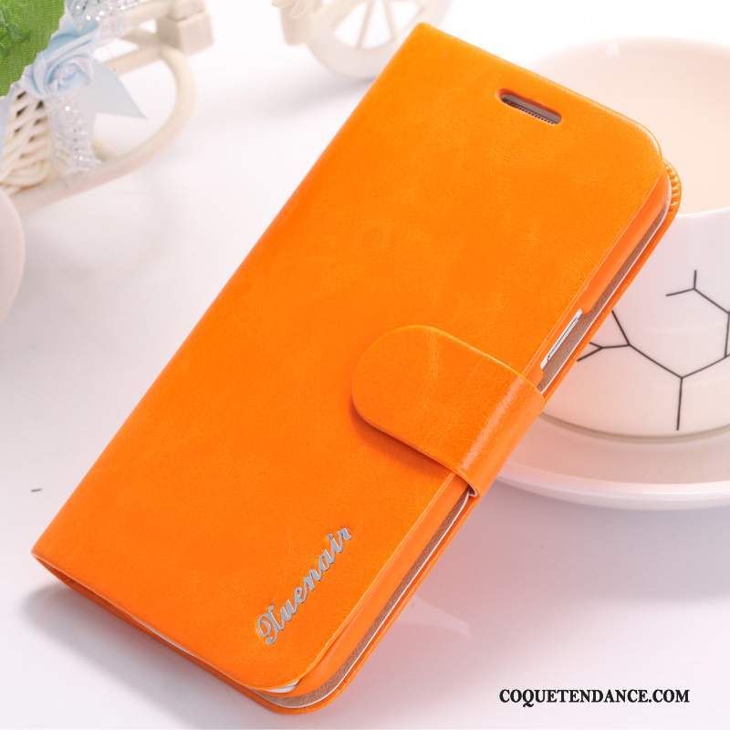 Samsung Galaxy S4 Coque Housse Orange Étui Cuir Véritable De Téléphone