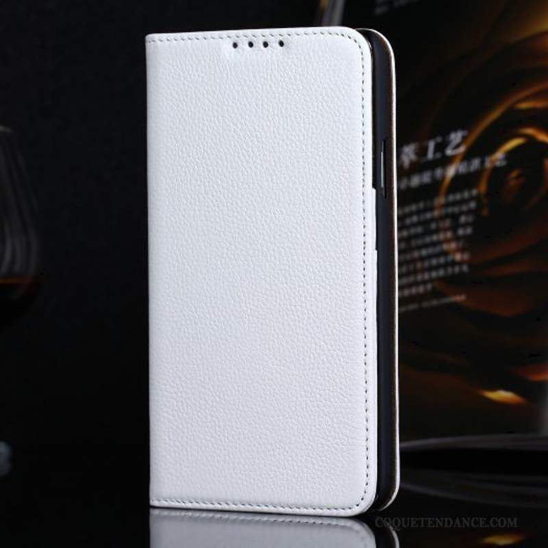 Samsung Galaxy S5 Coque Cuir Véritable Étui En Cuir Protection Blanc