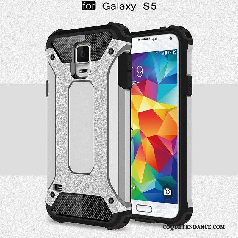 Samsung Galaxy S5 Coque Étui Protection Délavé En Daim Tout Compris Argent