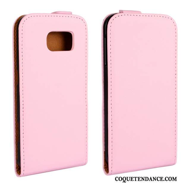 Samsung Galaxy S6 Coque Cuir Véritable Étui Protection Rose Étui En Cuir