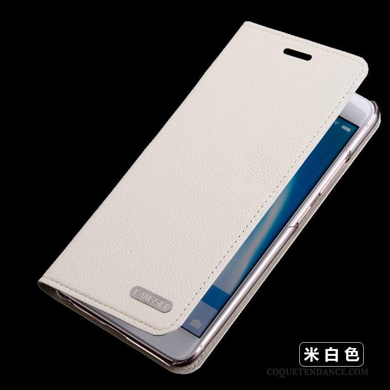 Samsung Galaxy S6 Coque Incassable Silicone Cuir Véritable Blanc Protection