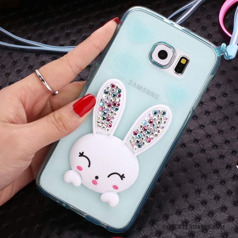 Samsung Galaxy S6 Edge + Coque Silicone Vert Dessin Animé Étui Strass