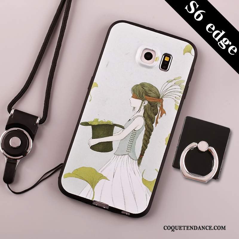 Samsung Galaxy S6 Edge Coque Étui Ornements Suspendus Anneau Vert De Téléphone