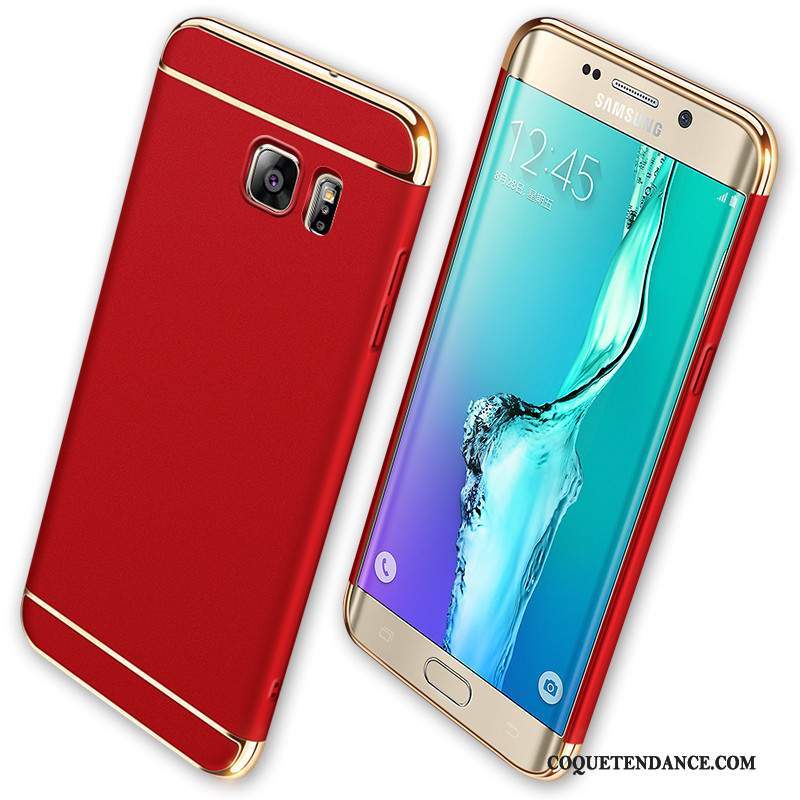 Samsung Galaxy S6 Edge Coque Étui Rouge Délavé En Daim De Téléphone Incassable