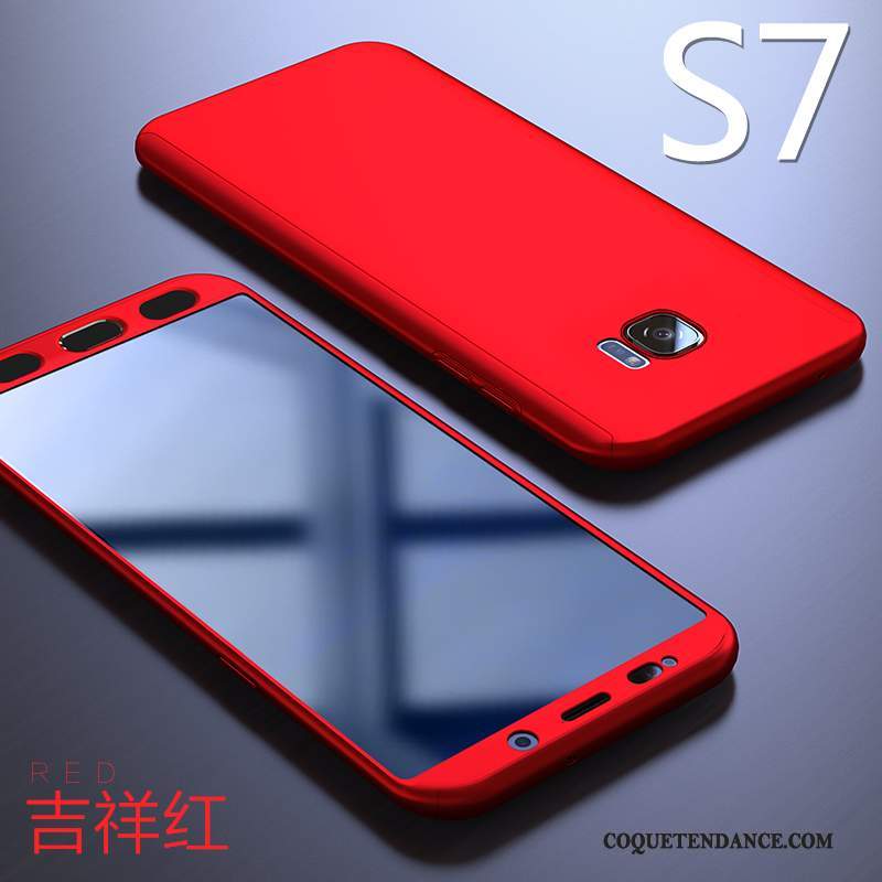 Samsung Galaxy S7 Coque Incassable Créatif Étui Rouge Délavé En Daim