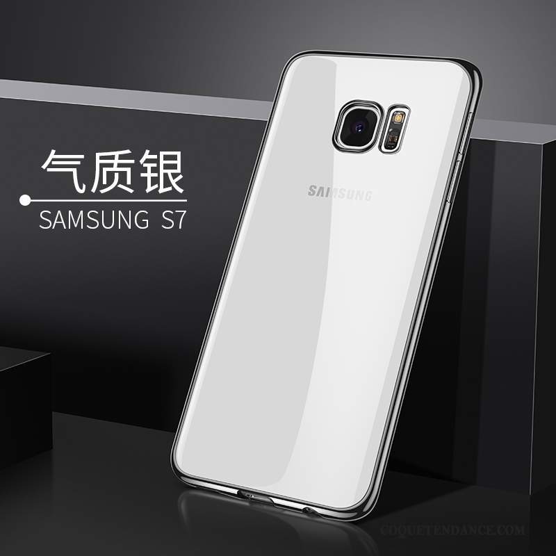 Samsung Galaxy S7 Coque Silicone Argent Tendance Transparent