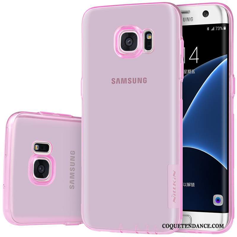Samsung Galaxy S7 Edge Coque Protection Silicone Rose Or Fluide Doux