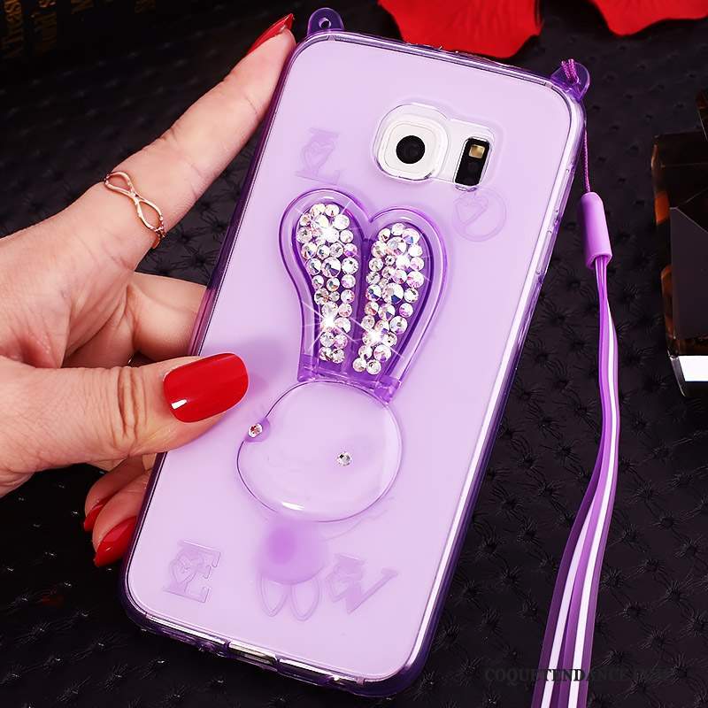 Samsung Galaxy S7 Edge Coque Strass Silicone Violet Protection