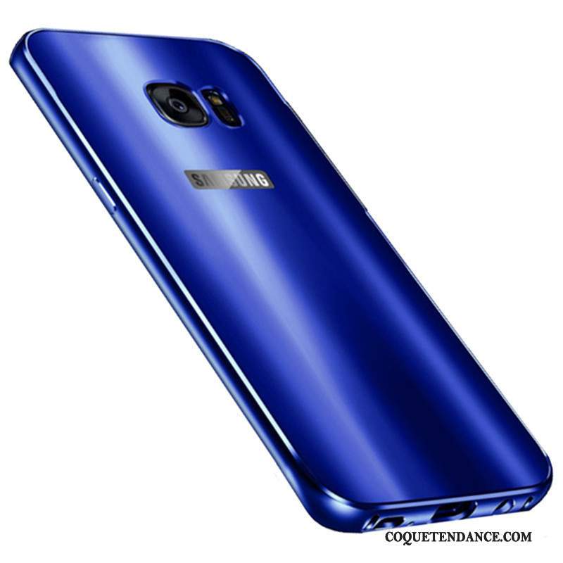 Samsung Galaxy S7 Edge Coque Étui Métal Bleu Border