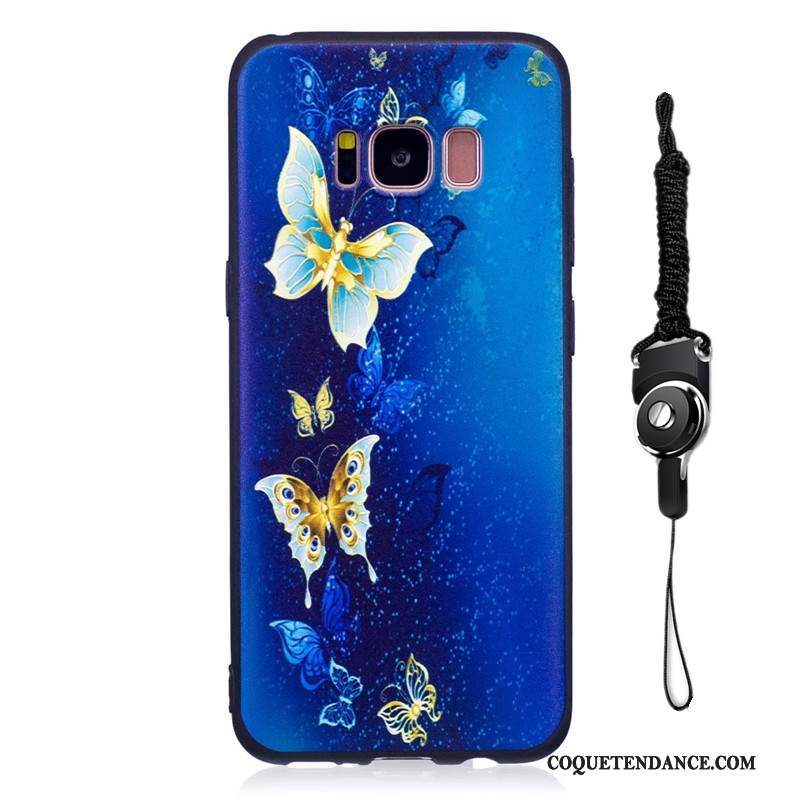 Samsung Galaxy S8+ Coque De Téléphone Bleu Délavé En Daim Tout Compris Protection
