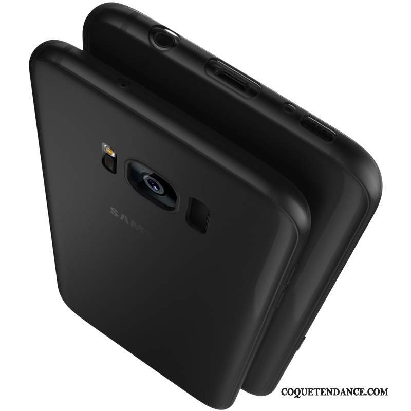 Samsung Galaxy S8 Coque Délavé En Daim De Téléphone Noir Fluide Doux Simple