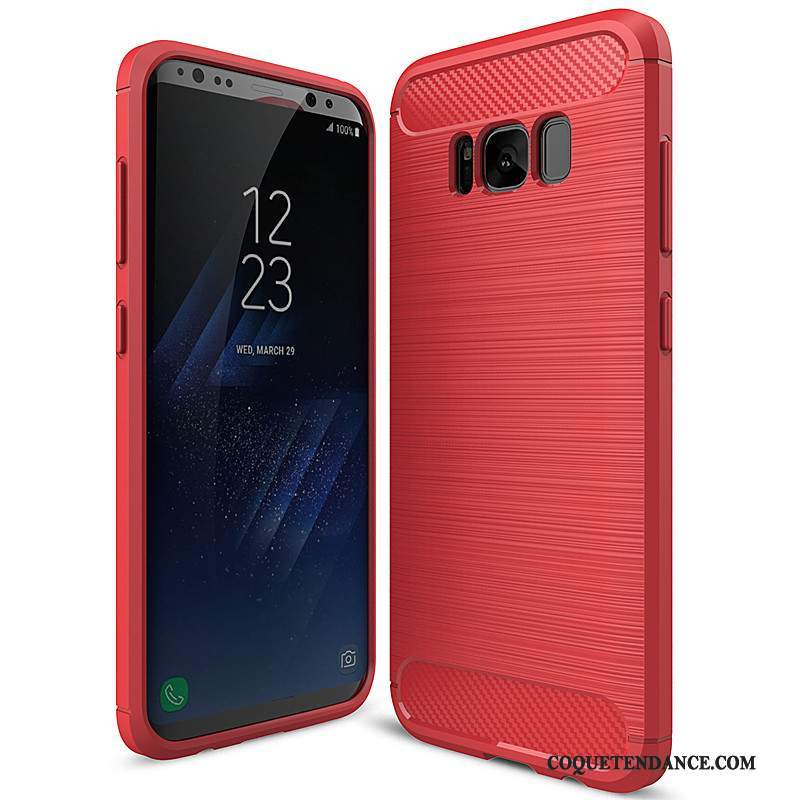 Samsung Galaxy S8+ Coque Fibre Fluide Doux Rouge De Téléphone Protection