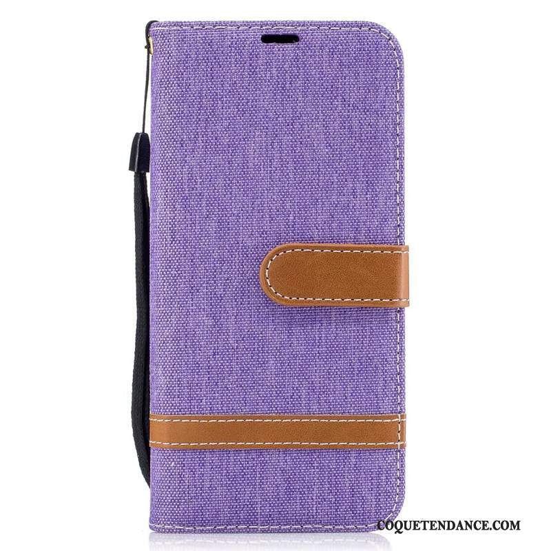 Samsung Galaxy S8 Coque Violet En Denim Housse Étui En Cuir Protection