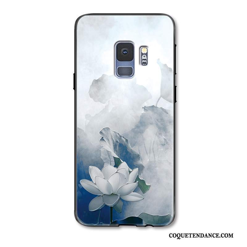 Samsung Galaxy S9 Coque Style Chinois Gaufrage Fleur Ornements Suspendus Blanc